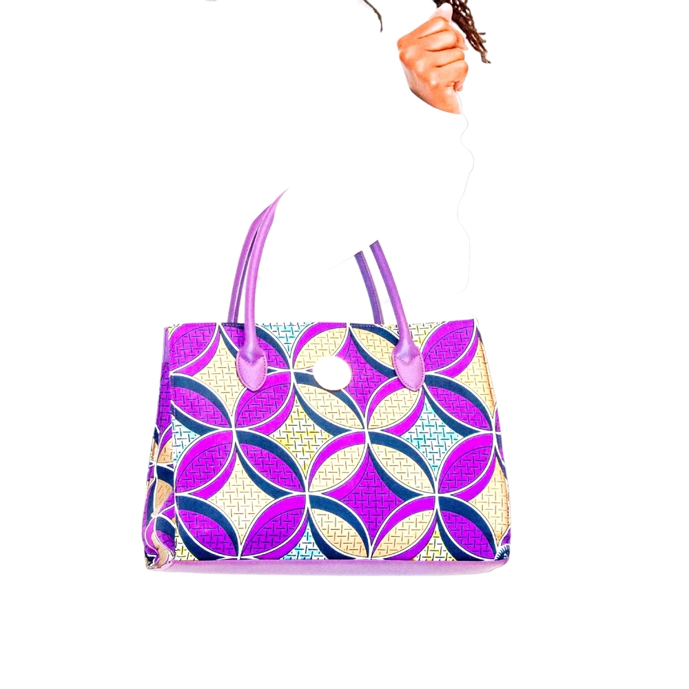Purple and Blue Geometric Women's Bag